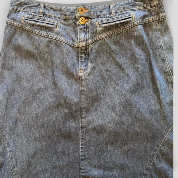 Liz Claiborne Midi Jean Skirt Sz 8 Retro Y2K 90s Flare Boho Western Preppy Long - Picture 4 of 10